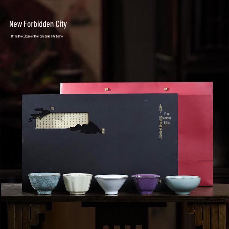 Forbidden City Five Famous Kiln Master Teacup Set