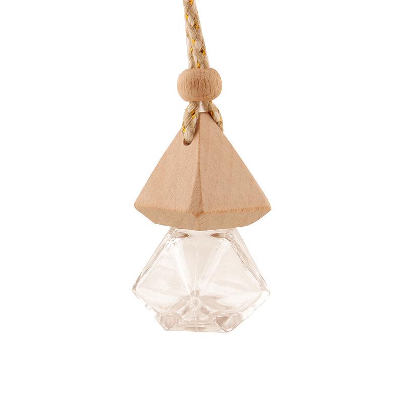 Clear Square Cap Car Perfume Bottle - Glass Pendant
