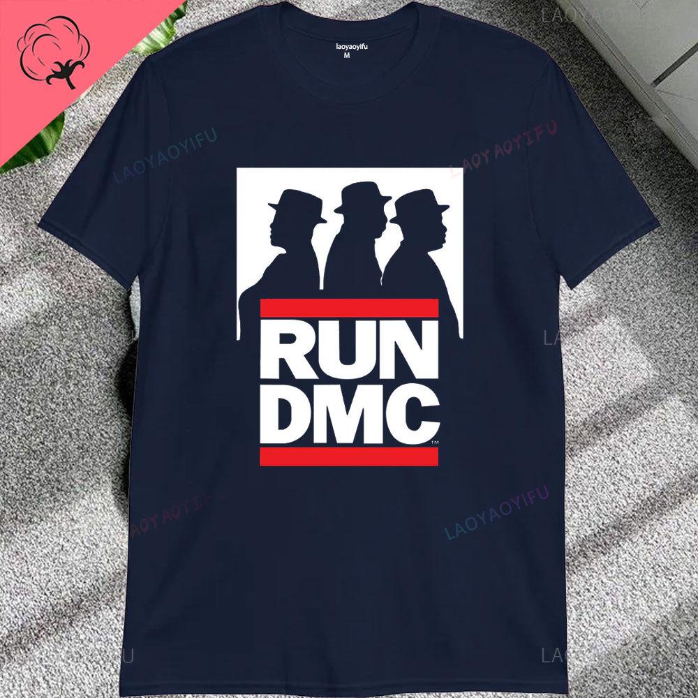 Vintage Run Dmc Hip Hop Rock Muisc Printed Graphic Male Tshirts Short Sleeve Streetwear Loose Women Tshirt Casual Fashion Tees