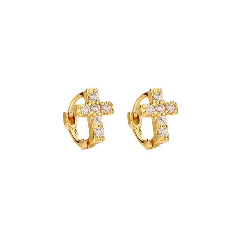 Cross Pendant Hoop Earrings For Women Huggie Earring Luxury Zircon Gifts