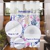 No Hook  Floral Pattern Shower Curtain With Snap-in Fabric Liner, Sheer Top Window, Waterproof Double Layer Bathtub Curtain