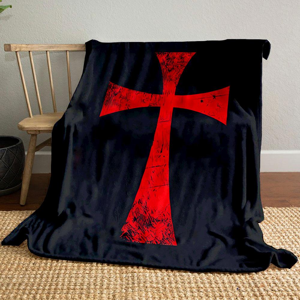 

Red Templar Cross Blanket Printed Blanket for Living Room Bed Couch lunch break Soft Cozy Blanket for Friend s festival Gift 80cm x 120cm