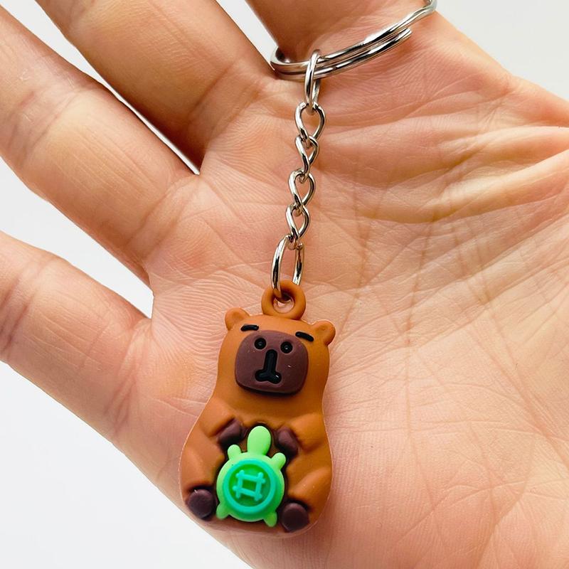 Klíčenka Kawaii Capybara Kreslený 3D přívěsek na klíče se zvířátky PVC držák na klíče taška přívěsek batoh závěsná dekorace pár dárků
