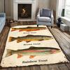 Tappeto Vintage per la Pesca alla Trota, Tappeto con Motivo a Pesci Trota Arcobaleno Marrone, Tappetino Antiscivolo per Arredamento Lodge per Soggiorno di Cabina