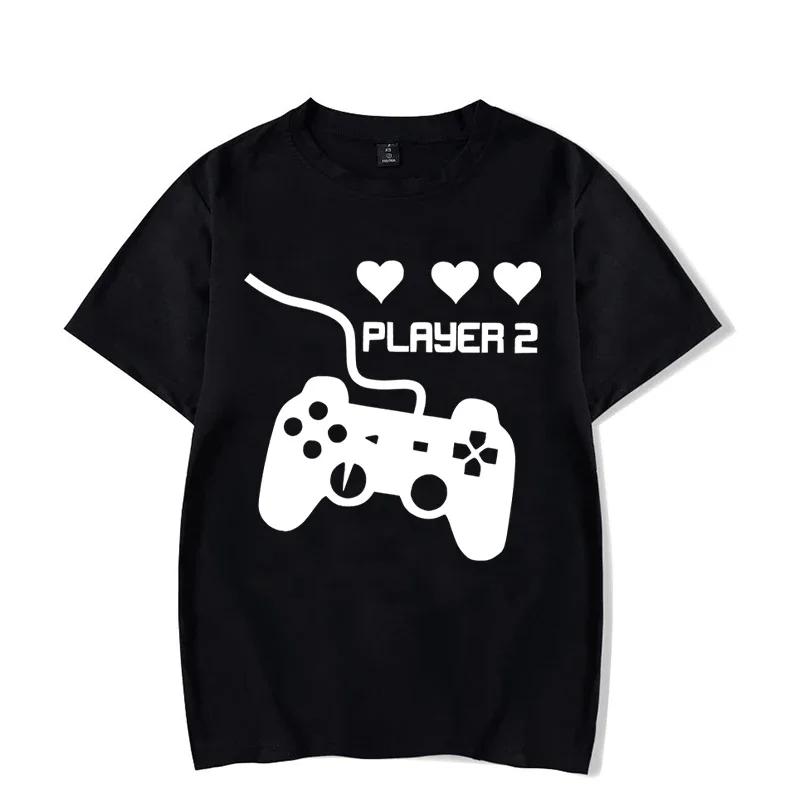 Couple T Shirt Layer 1 and Player 2 Game Graphic Tshirts Harajuku Men Women Tee Shirt Summer Short Sleeve Lovers Couple T-shirt