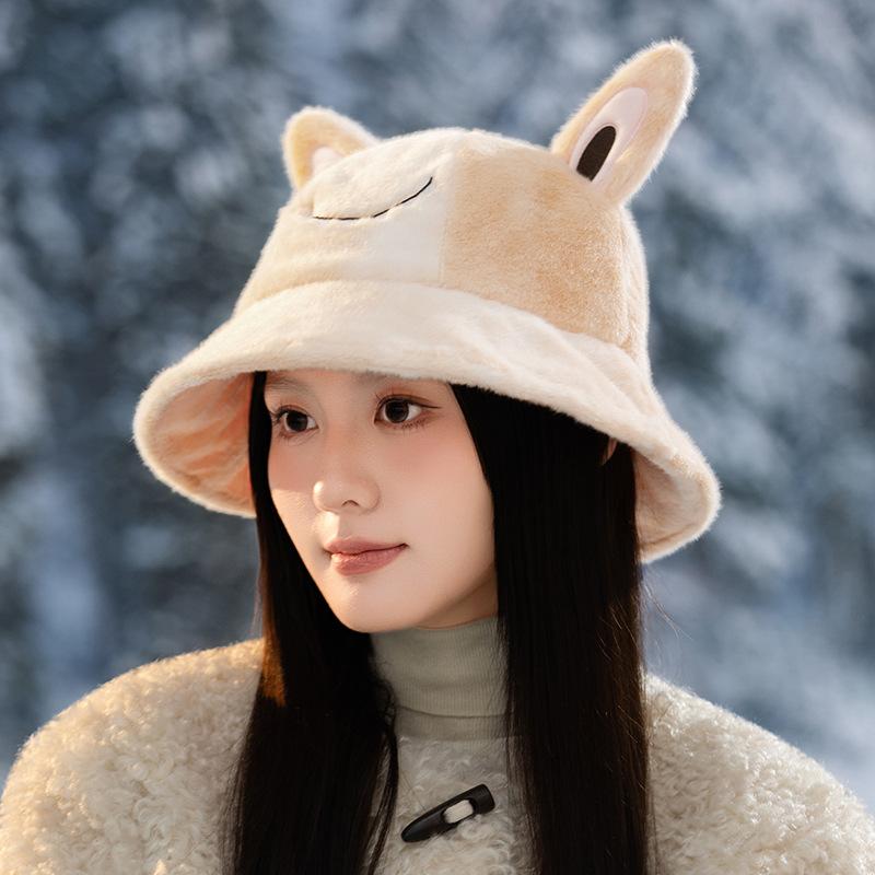 

Универсальная шляпа-панама с принтом тай-дай, милым мультяшным лицом и ушками, ветрозащитная, теплая плюшевая шапка, осенне-зимняя повседневная шляпа-ведро, новинка One Size