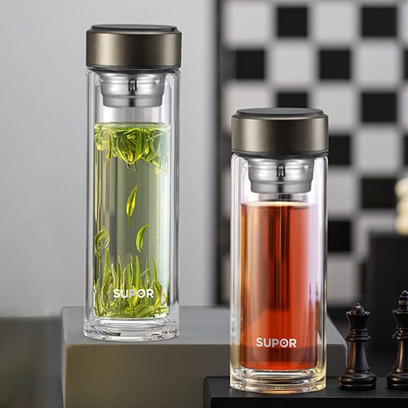 SUPOR Portable Double-Wall Borosilicate Glass Tea Tumbler