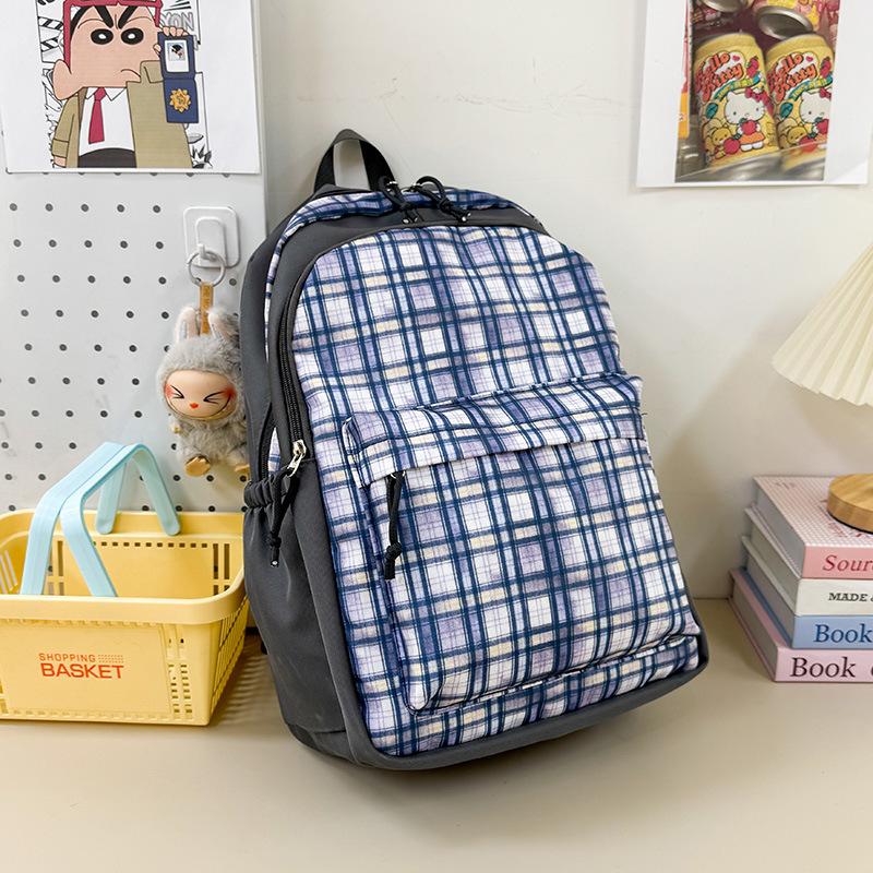 Schoolbag High-value retro plaid lightweight college student schoolbag Large capacity versatile backpack Leisure travel backpack