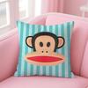 P-Paul Frank Pillow Cute Cartoon Cushion Cover Pillowcase Short Plush Invisible Zipper Room Sofa Cushion Cover
