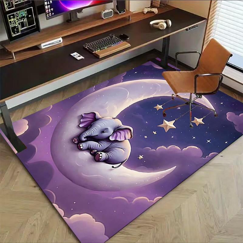 1PC Elephant Moon Anti-slip Carpet, Suitable for Office, Bedroomand Playrooms. It Can Also Be Used As a Sofa Footrest cover-R80