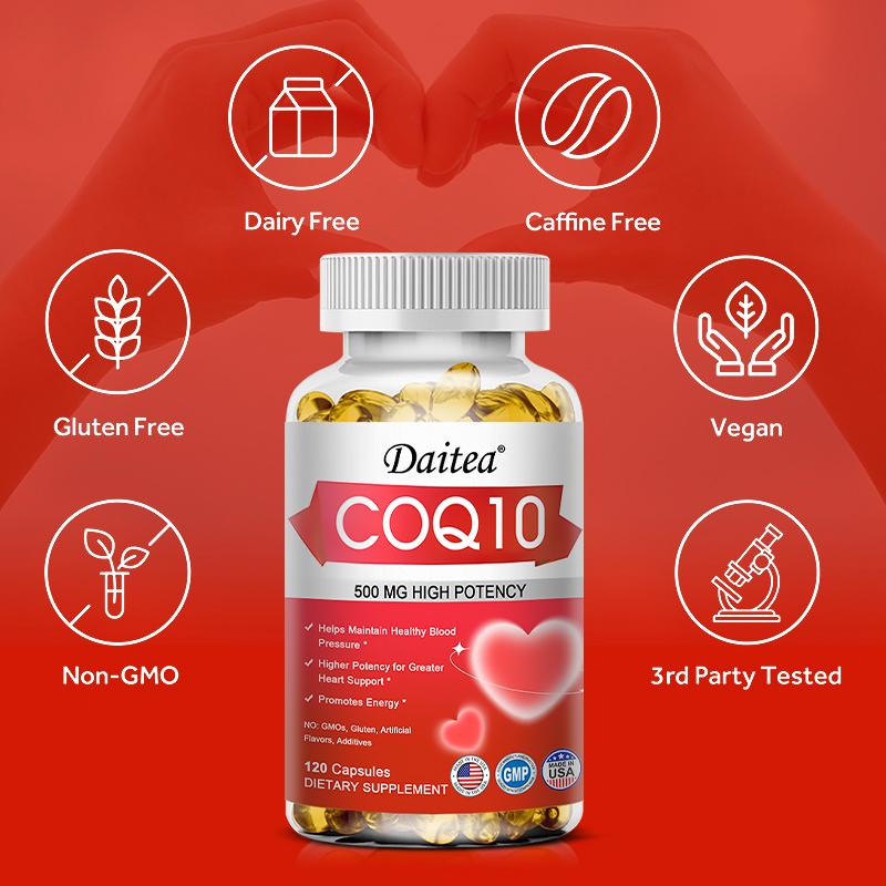 CoQ10 Coenzyme Q10 Capsules 500mg High Potency with Resveratrol, MCT, 120 Count Dietary Supplement