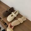 Retro gentle plush and fluffy shoes for women's 2025 autumn and winter new cute with skirt cotton shoes one pedal Doudou shoes