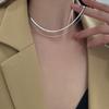 REETI 925 Silver Double Necklace Unisex Flat Snake Link Chain Lobster Clasp Collares for Women Jewelry