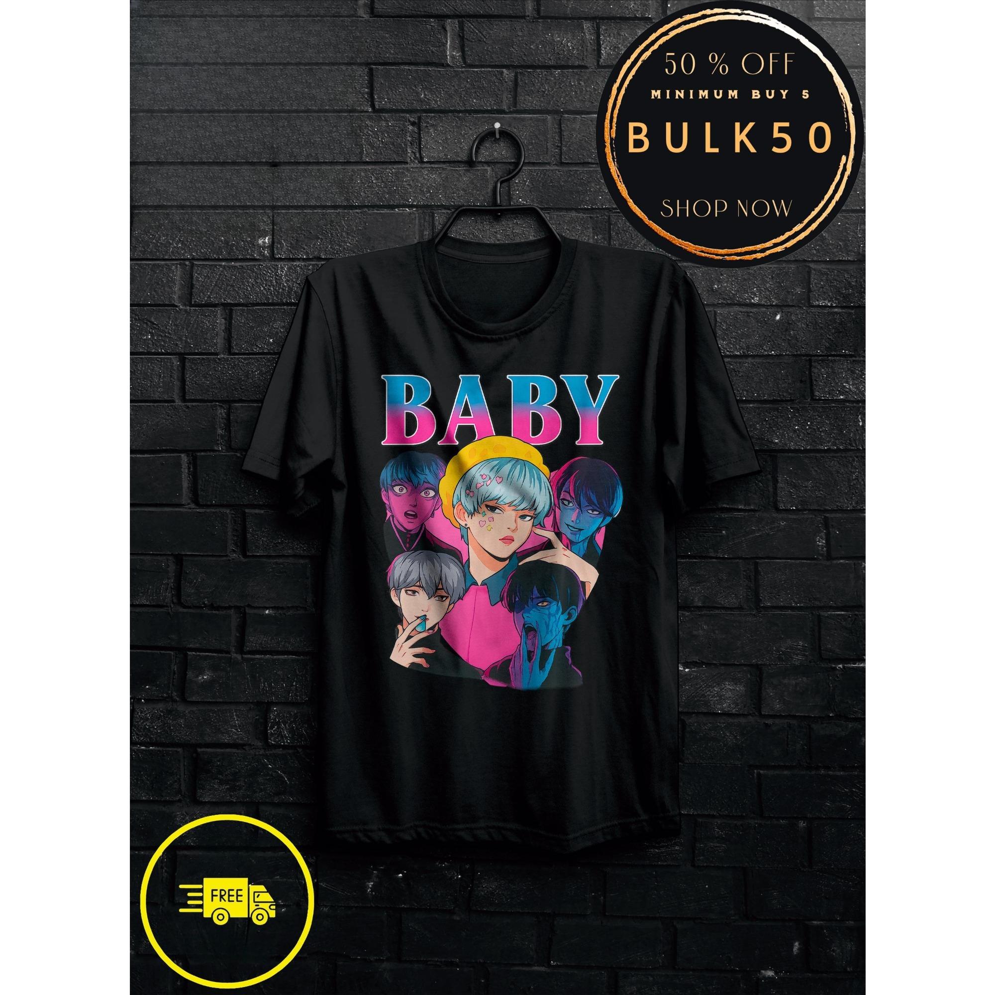 

Аниме K-Pop Футболка Охотники на демонов Харадзюку Круглый вырез Повседневная рубашка Подарок S