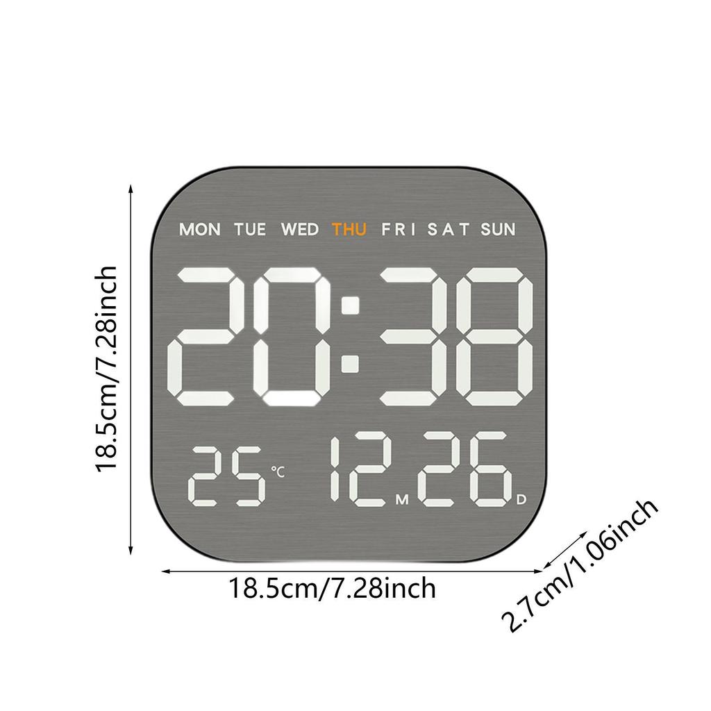 Digital Wall Clock Desktop Clock Large Display Adjustable Brightness °C/°F