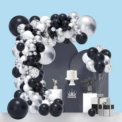 Ballonkettenset Schwarz und Silber Geburtstagsthema Party Halbbogen Dekoration Szenenarrangement Zubehör