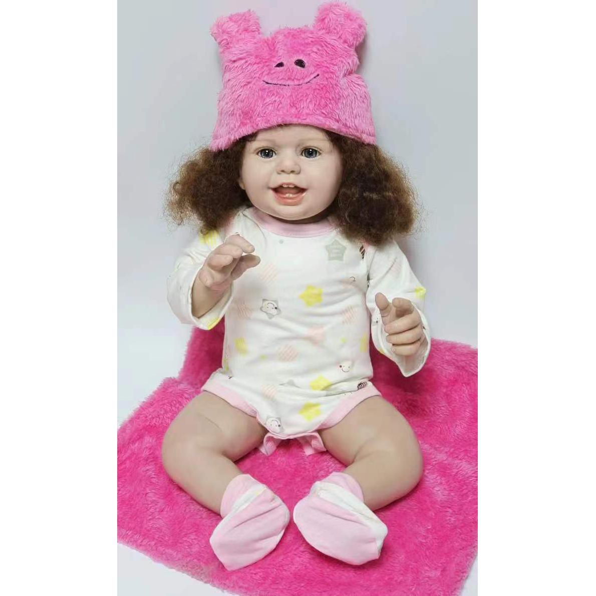 

27 дюймов Happy Smile Reborn Baby Dolls ткань для малышей тело ручная роспись с укорененными волосами кукла Newbron игрушечные лошадки для детей подарки на день рождения 27 inch синий