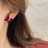 Cute Red Bow Flocking Earrings Simple Elegant Exquisite Sweet Festive Earrings Ear Studs Jewelry Accessories New Year Gifts