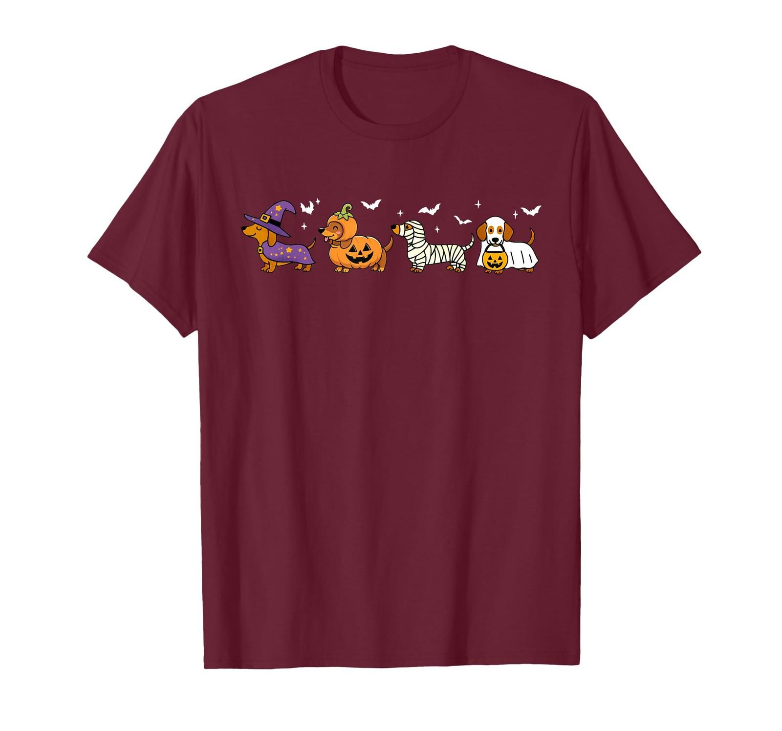 Cute Dachshund Ghost Pumpkin Dog Halloween Costume T-Shirt S разноцветный