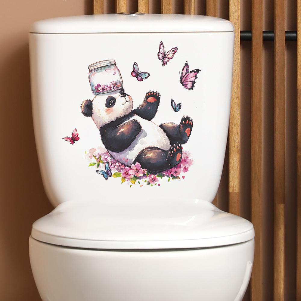 Cartoon Painted Panda Flower Butterfly Bathroom Toilet and Home Decoration Stickers