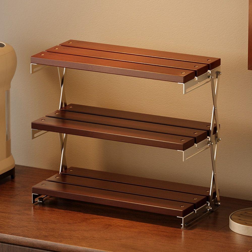 Foldable Design Tabletop Shelf Multi-Tier Mug Display Shelf Home Organization