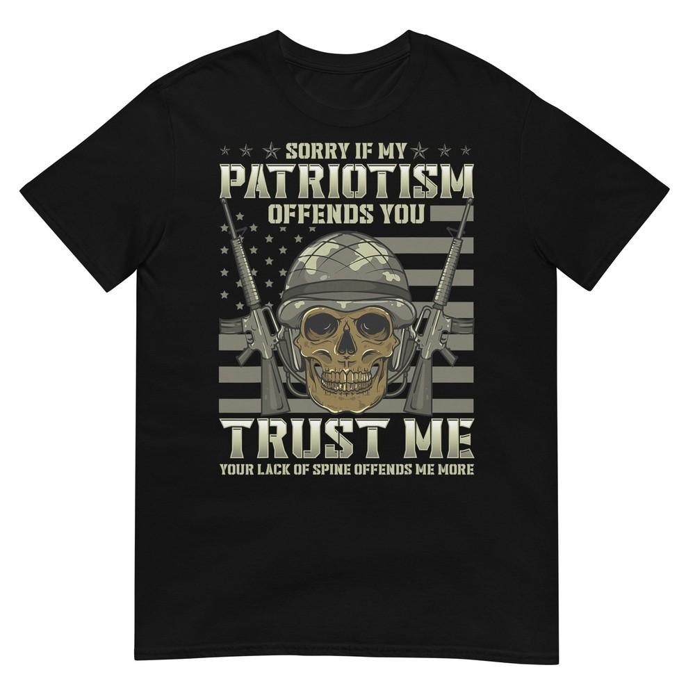 Patriotic Veteran Usa Flag American Military War Hero Skull Tshirt