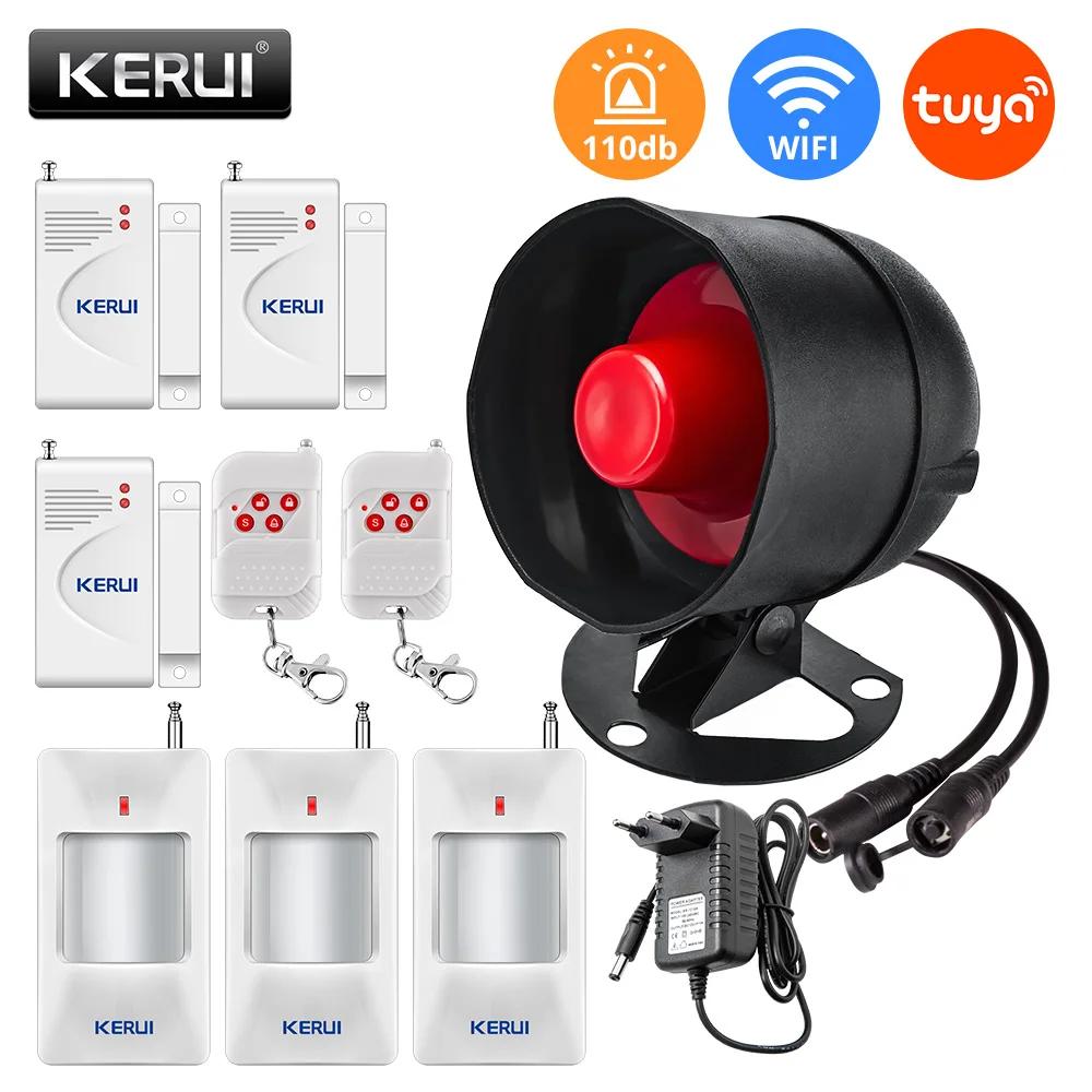 KERUI Tuya WIFI Loudly Speaker High Decibel Burglar Siren Home Security Alarm System With Door Windows Sensor Motion For House