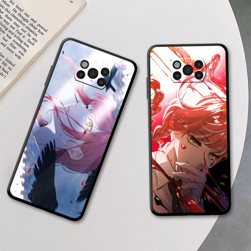Husă Pentru Xiaomi Mi Poco X3 NFC X4 Pro F3 M3 C40 F4 GT M5 M4 F1 11 Lite 11T 10T 9T Husă de Telefon din Silicon Chainsaw Man Anime Makima