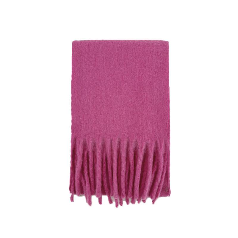 Wool Dopamine Solid Color Tassel Scarf Women's Autumn and Winter Large Soft Waxy Warm Scarf