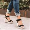 Elegant Summer Hemp Ladies Peep Toe Rope Wedge Sandals With Buckle Ankle Strap