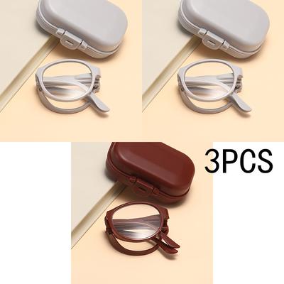 3Pcs High-Definition Round Reading Glasses Unisex Ultralight Presbyopic Eyeglasses Portable Foldable Vision Care Reader Eyewear
