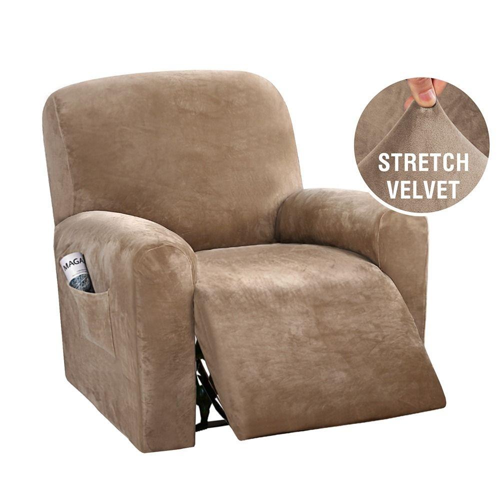 

Бархатные чехлы на диван, эластичный протектор для дивана, мягкие чехлы для кресла-реклайнера, Lazy Boy light brown-4 Piece