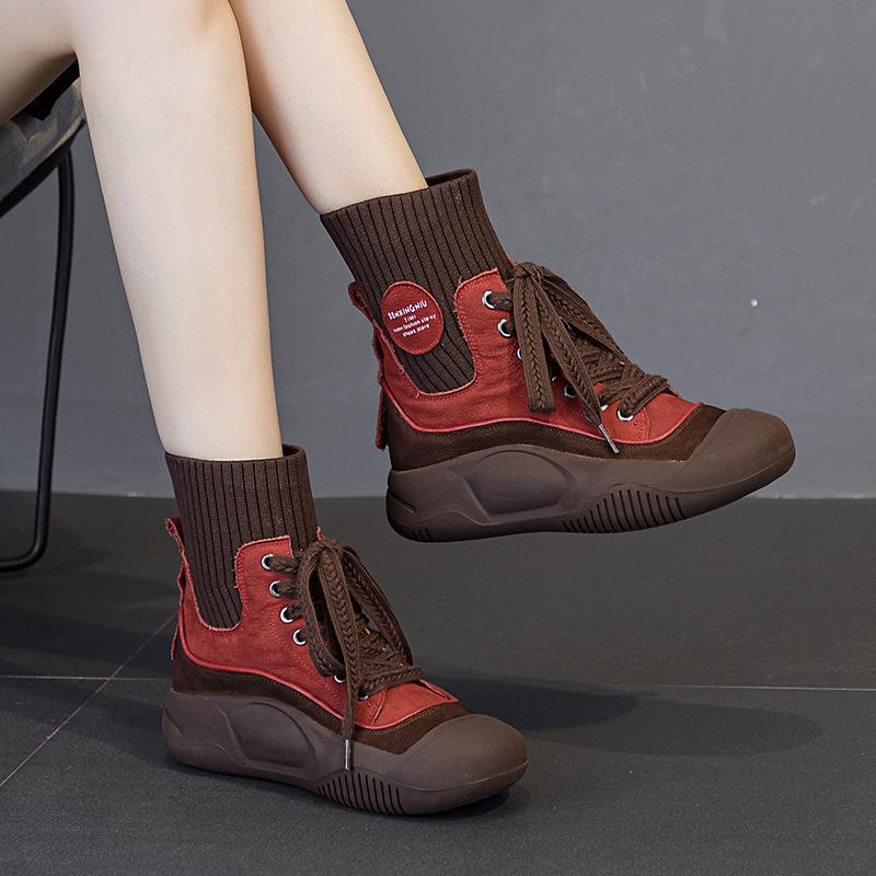 High-top Ankle Boots, Versatile Mid-calf Slim Boots, Casual Women's Shoes