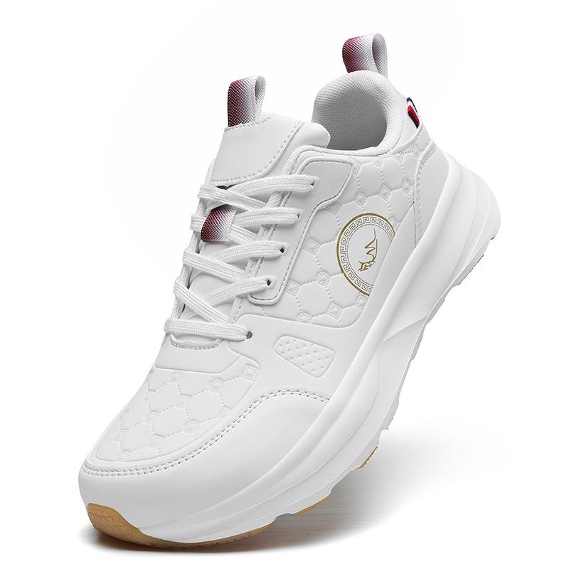 Simple commuter casual shoes wide head leather surface large size platform sneakers