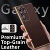 Echtes Leder Lychee-Muster Handyhülle für Samsung Galaxy S26 S22 S23 S25 Ultra S24 Plus S26+ Galvanisierte Weiche Hülle S0035
