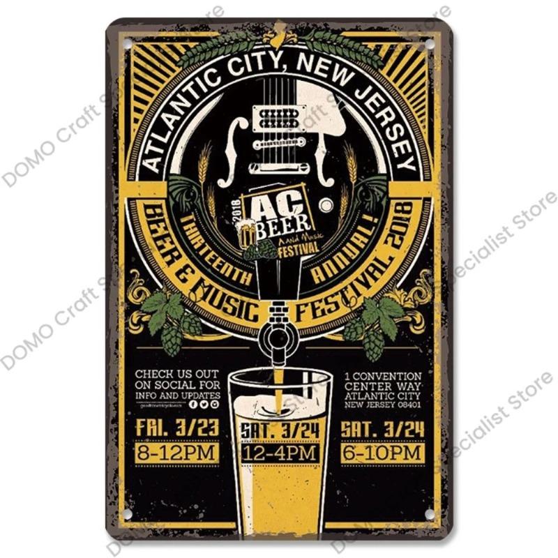 Vintage Beer Metal Sign, New Year Pub Decor Plaque