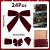 24 Pieces Christmas Tree Velvet Bows Wine Red Christmas Bow Vintage Ornaments Suitable For Flower Garlands Gift Packaging Crafts
