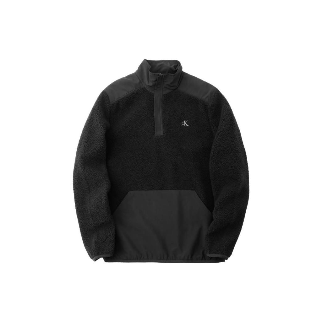 

Calvin Klein Пуловер с вышивкой логотипа, на молнии до середины, с длинными рукавами, толстовка унисекс, черная 40DC412-001 S