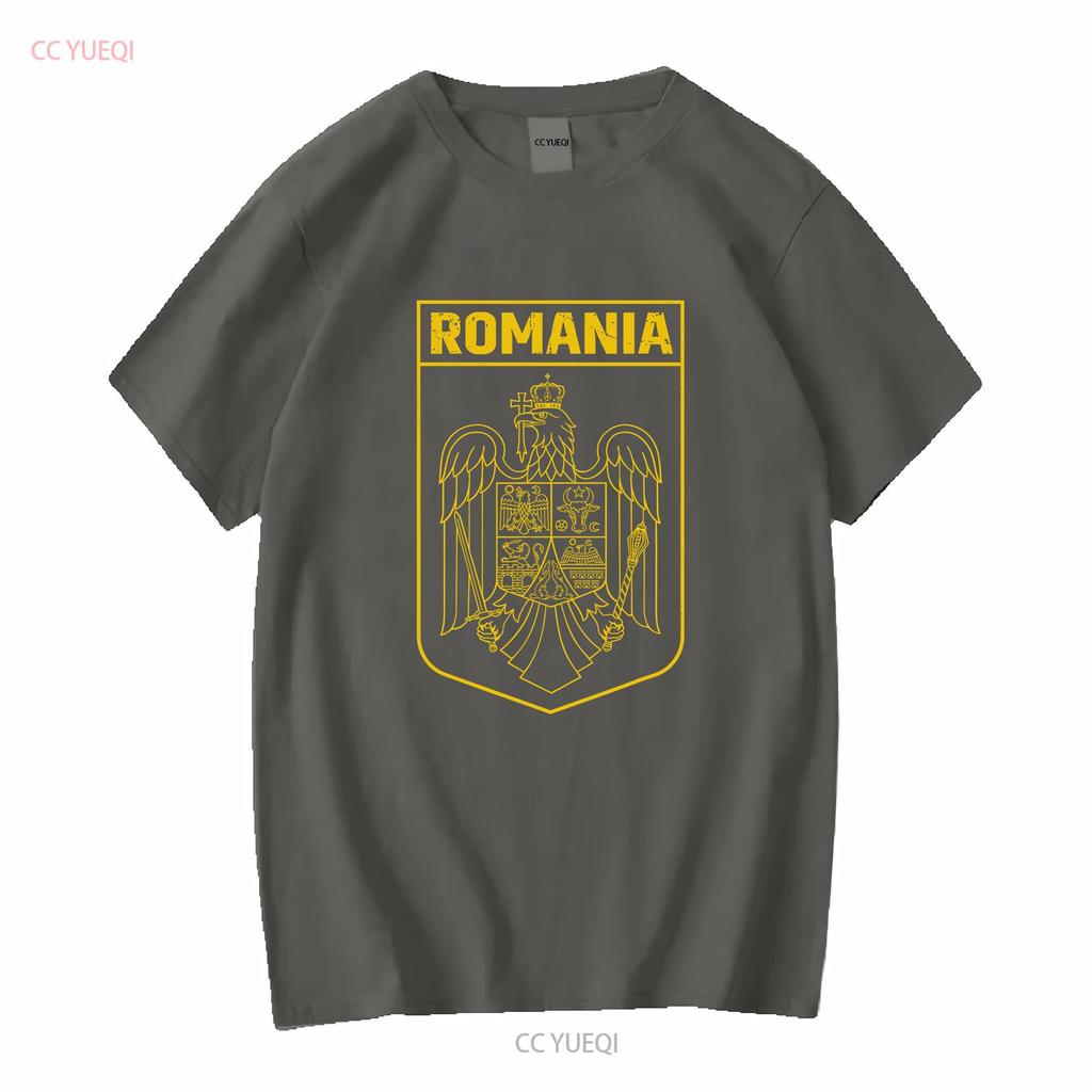 Mens Romania Patriotic Flag T Shirt National Logo Country Coat Of Arms Romanian s long or short sleeves vintage Washed Slightly