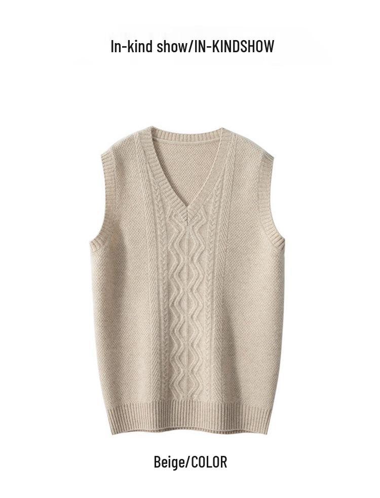 Pánský kašmírový bezrukávový pulovr s výstřihem do V: Podzimní/Zimní Hrubý Svetr Plus Size