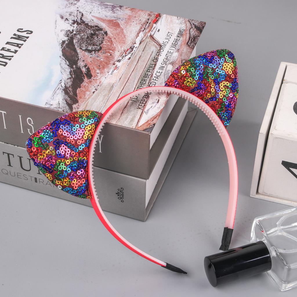 1PC Sequin Cat Ear Headbands Girls Party Hairbands Cute Glitter Cat Ear Hairband Kitty Headbands Kids Party Hair Accessories