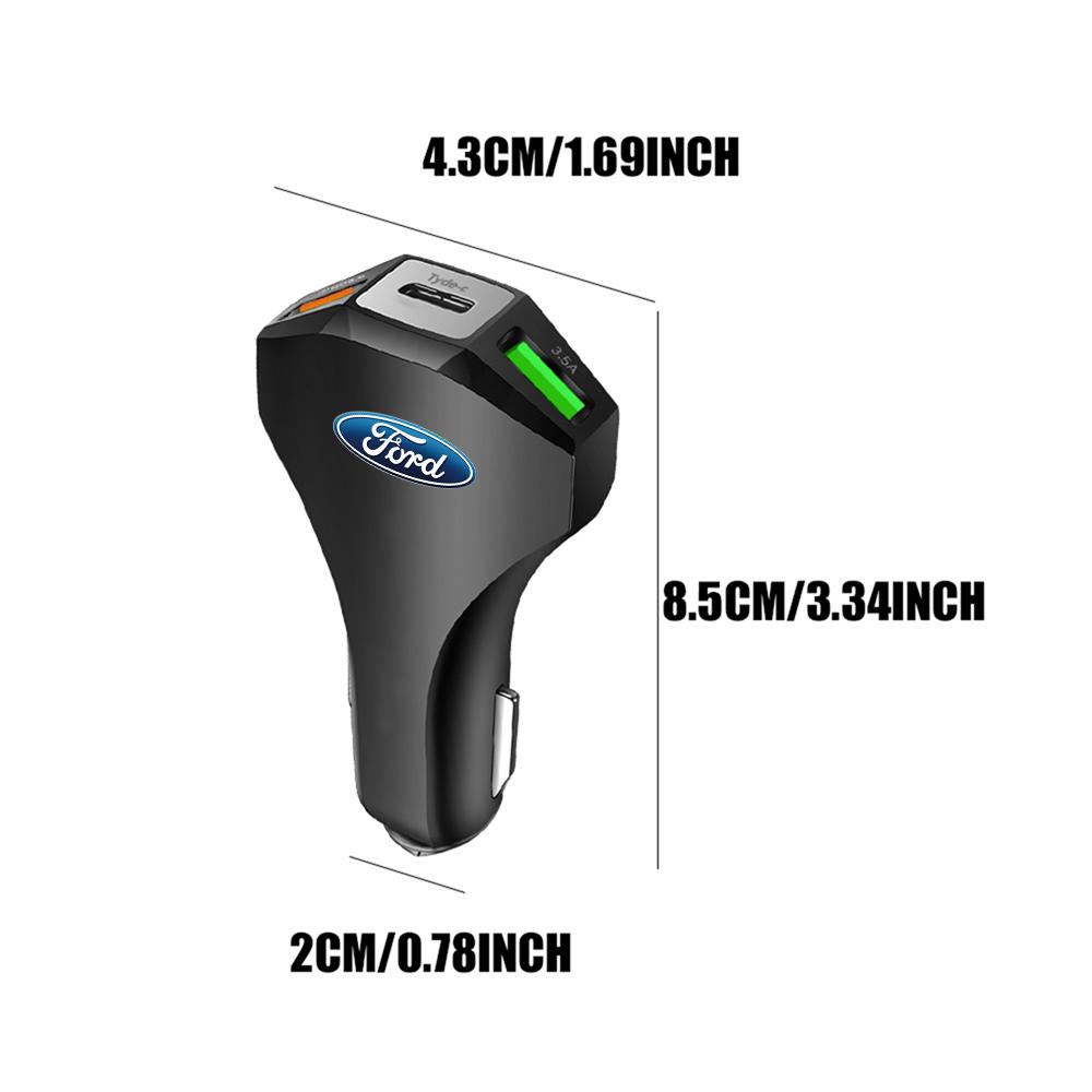 WGL2 USB Car Charger Type C Fast Charging Phone Adapter Socket For Ford Kuga Transit Ecosport Focus Ranger Mondeo Mustang Fusion ST