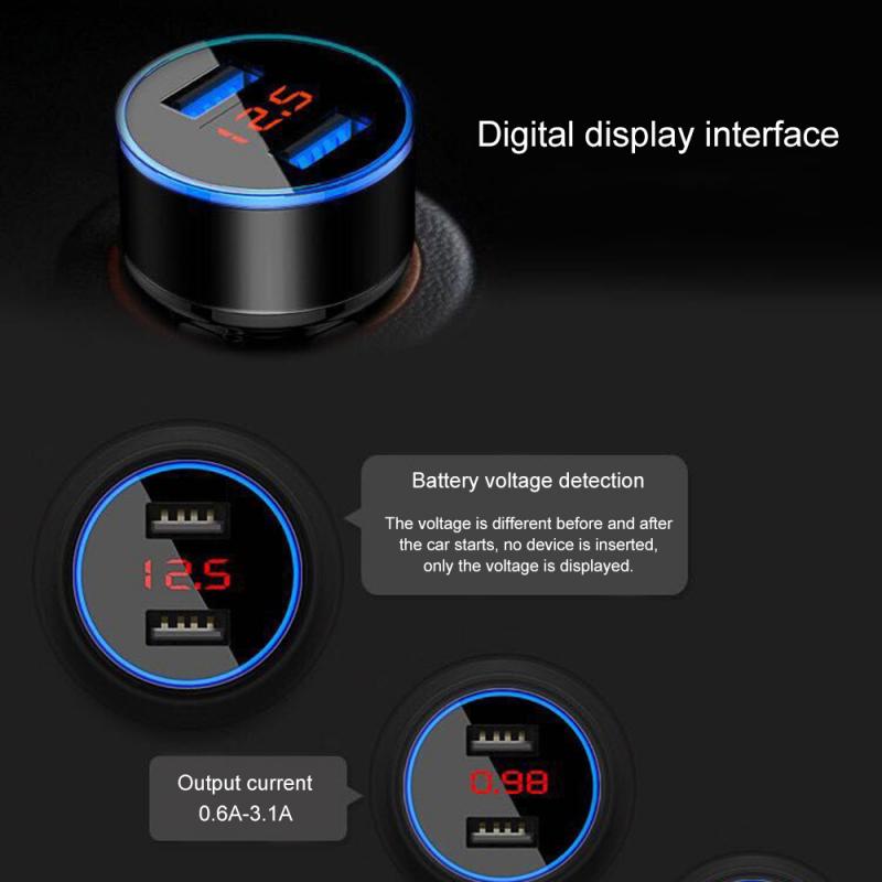 Car Charger Qc3.0 3.1a Dual Usb Mobile Phone Led Digital Fast Charging Charger Auto Lighter Adapter For Iphone Xiaomi
