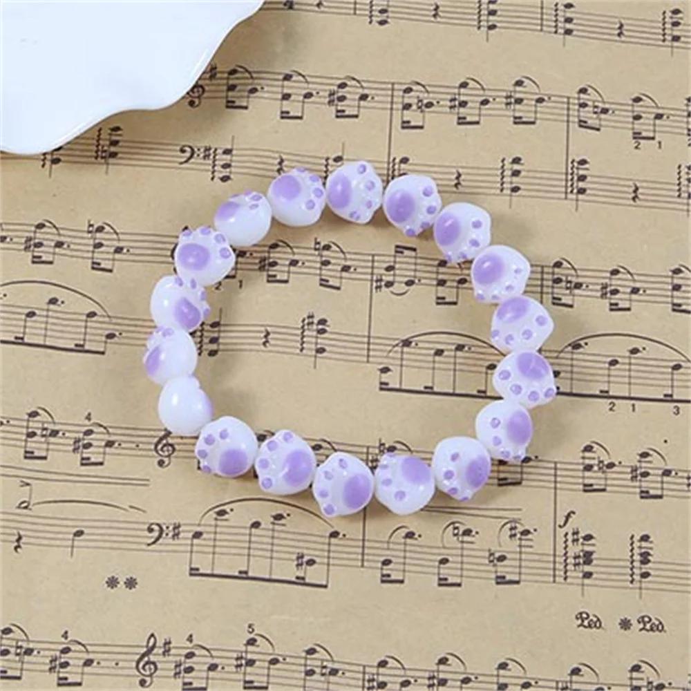 B104 2026 Cute Simple Cartoon Cat Paw Exquisite Acrylic Bead Bracelet Fashionable Casual Resin Bracelet Daily Daily Accessory