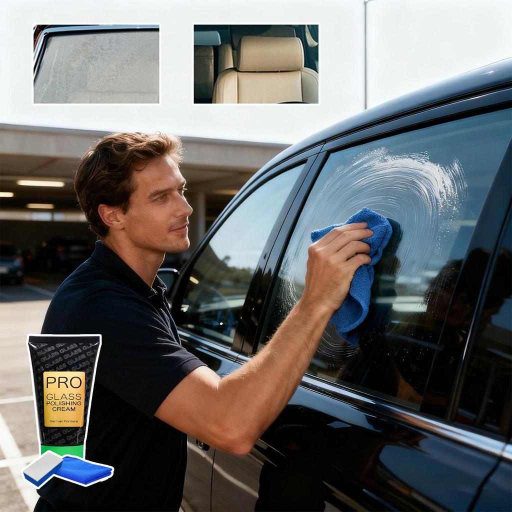 Lass Cleaner For Cars 120g Oil Film Detailing Cleaner Stain Removal Cream With Towel Sponge For Automotive Car Interior