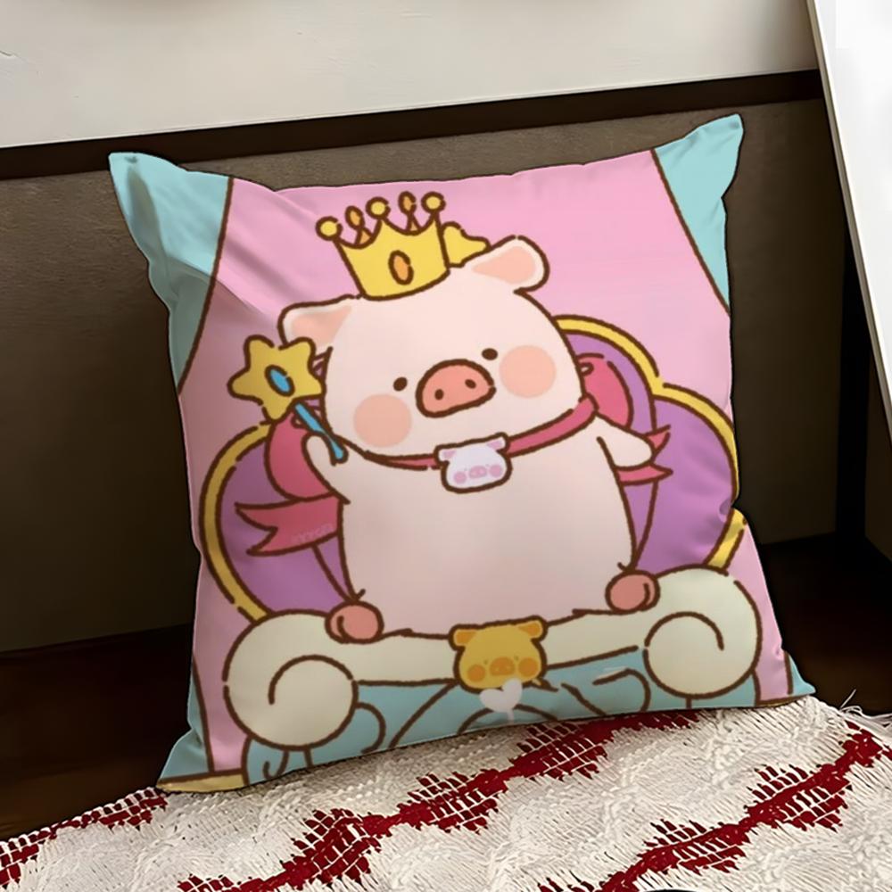 Cartoon LLulu Pig Pink Cushion Cover Reversible Soft Durable Pillow Cover Home  Car MultiScene Use for Daily Comfort