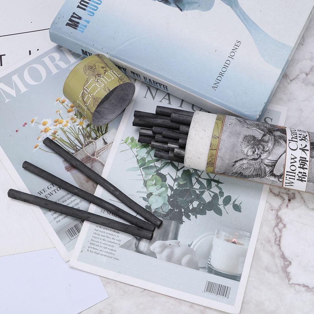25pcs Charcoal Pencil Drawing Charcoal Bar Artist Art Drawing Tools Sketch Pencil