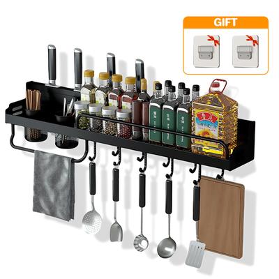 Küchen-Organizer, Gewürze, Aluminium, multifunktional, Küchenregal, Aufbewahrungsregal, wandmontierter Küchen-Organizer für Gewürze