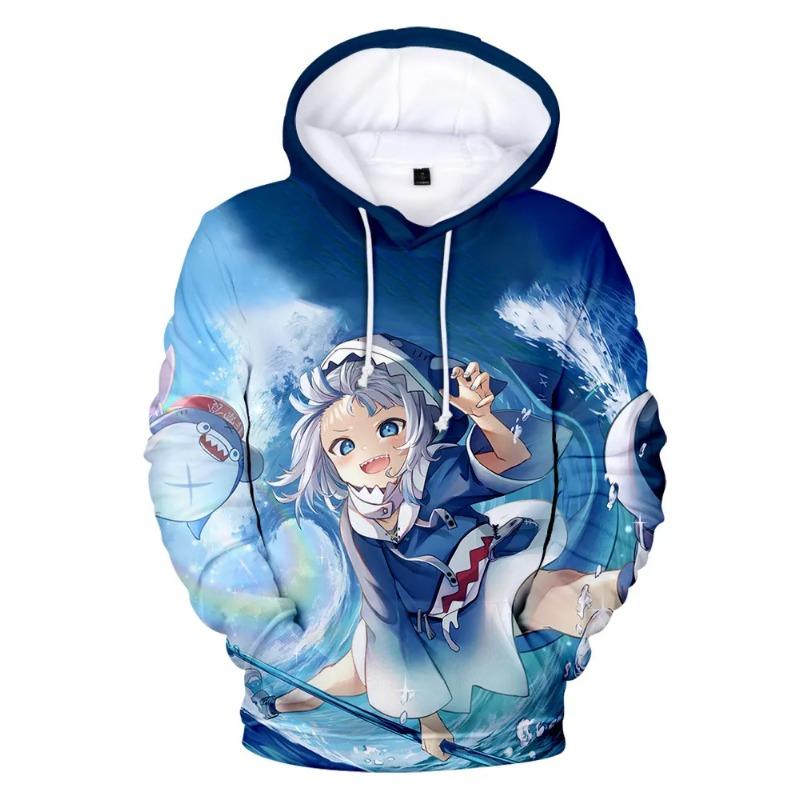 Hololive VTuber Kawaii Gawr Gura Cosplay 3d Print Hoodies & Sweatshirts Man Women Pullover Coat Y2k Top Oversized Men's Coat