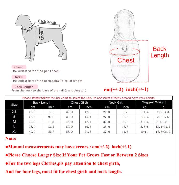 Windproof Hooded Dog Jacket Coat For Small Medium Dogs Cats Winter Warm Puppy Clothes with D-ring French Bulldog Pet Overalls